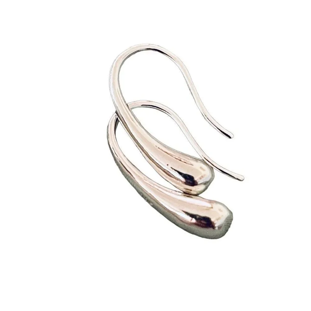 NEW 925 Sterling Silver Teardrop French‎ Hook Earrings